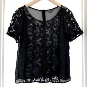 Pretty, Sheer Black Lace T-Shirt